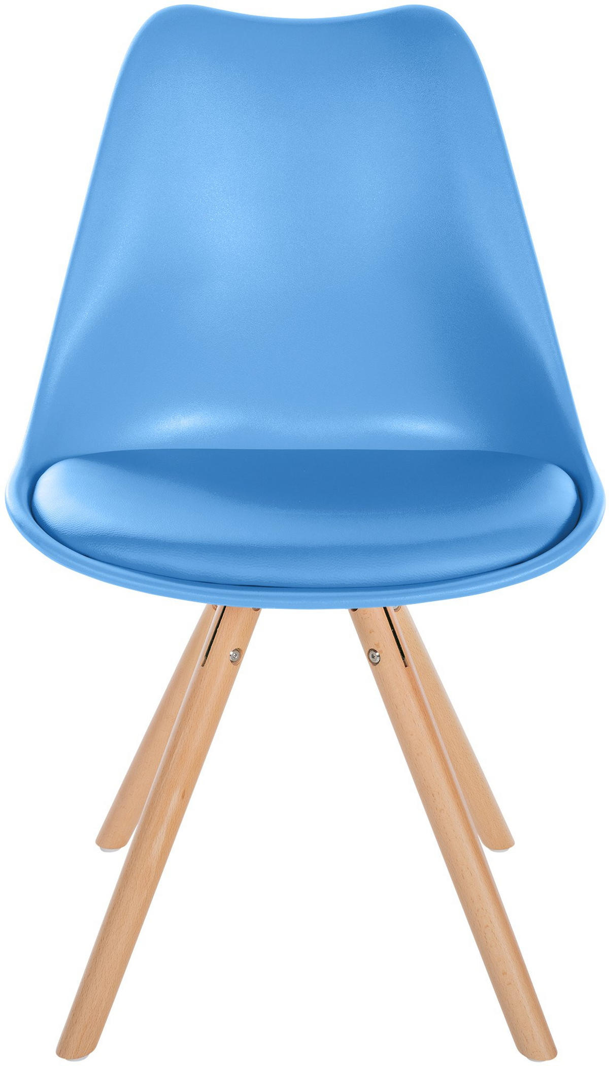 STUHL Kunststoff hellblau - Eukalyptusholzfarben/Hellblau, Holz/Kunststoff (48/81/54cm) - CLP