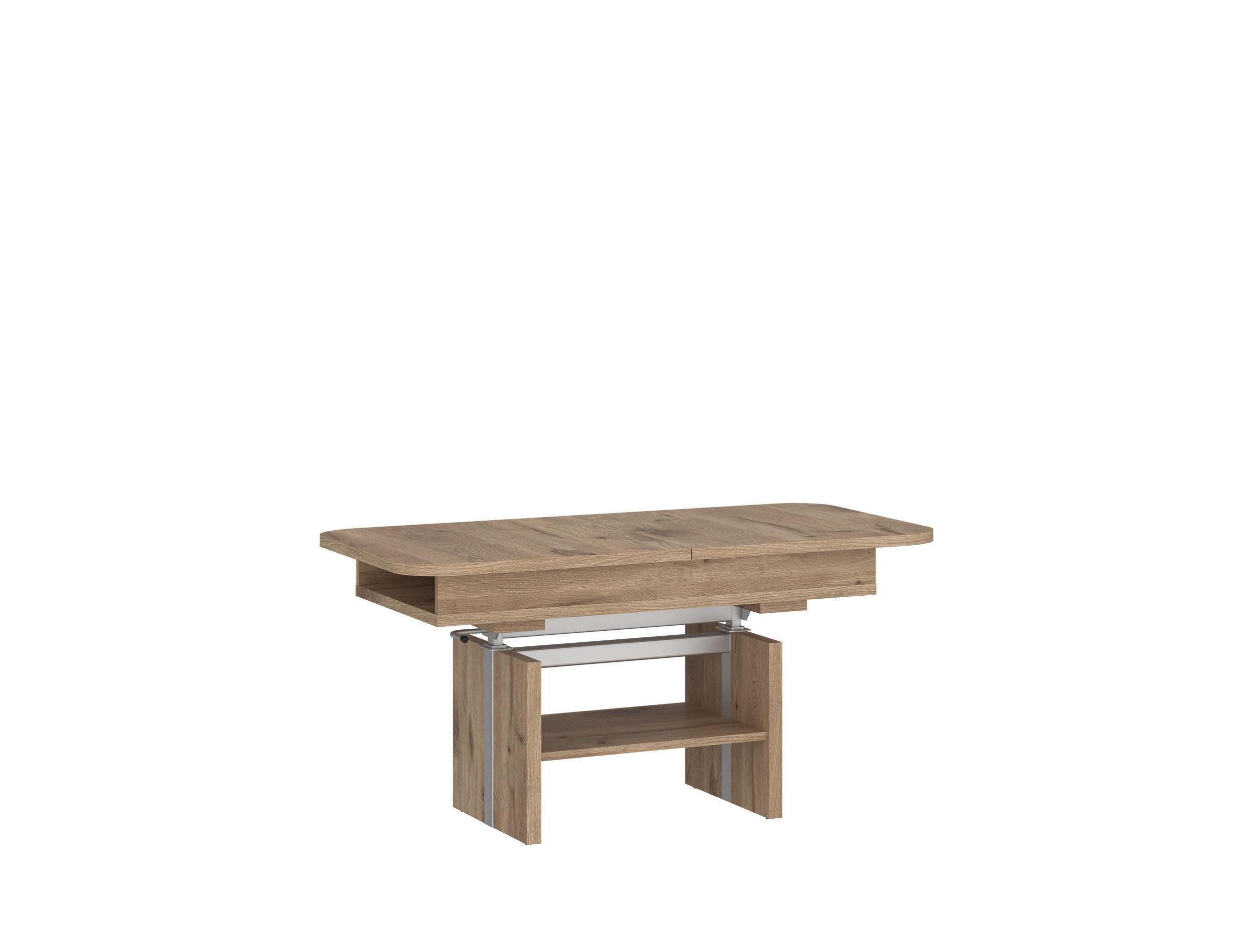 COUCHTISCH rechteckig ausziehbar höhenverstellbar Ablage 110/64/56 cm - Eichefarben, Holzwerkstoff (65/110/56cm) - designimpex