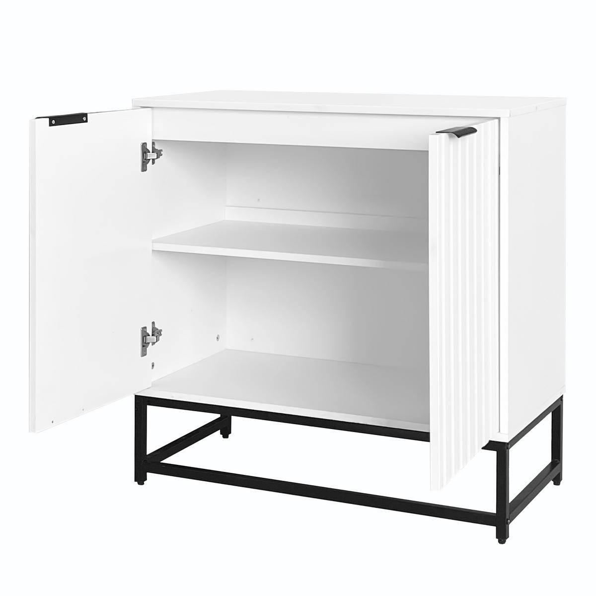 KOMMODE mit 2 Türen, 80 x 40 x 80 cm, Weiß, Spanplatte - Weiß, Holzwerkstoff (80/80/40cm) - SONNENH