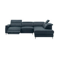 ECKSOFA Ambassador Echtleder mit 1 x Relaxfunktion Schwarz - Schwarz, Leder/Metall (272/224cm)