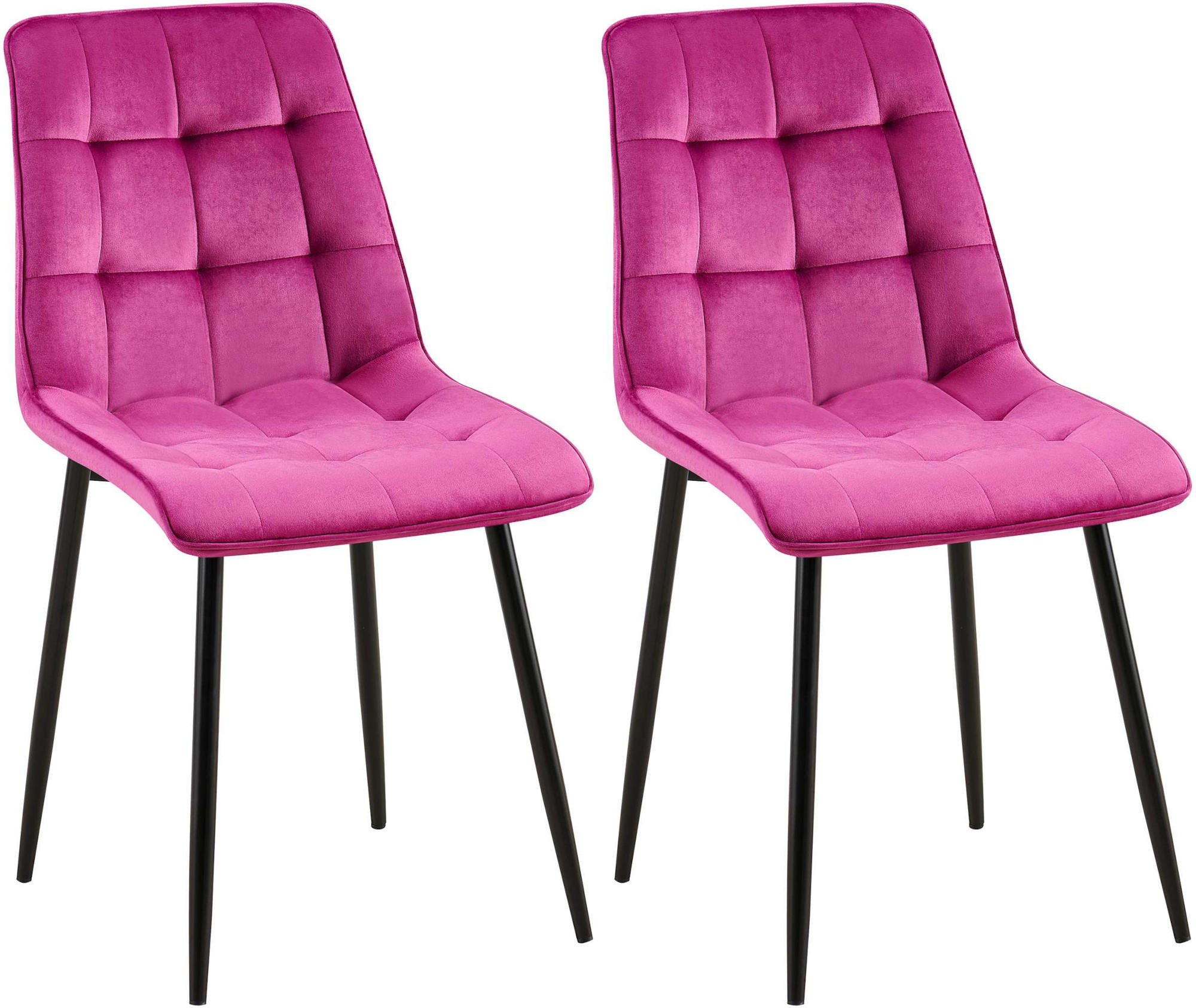 STUHL 2er Set Samt Lila - Lila/Schwarz, Textil/Metall (47/89/61cm) - CLP