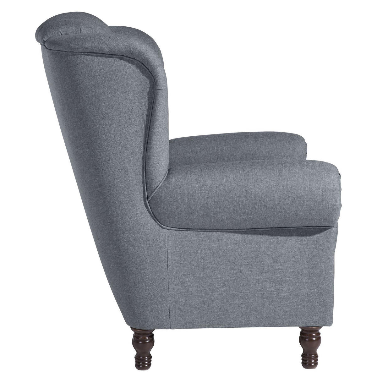 OHRENBACKENSESSEL Katreen Bezug Flachgewebe Buche nussbaum dunkel / denim - Blau, Kunststoff (91/101/90cm) - 58aufmkessel