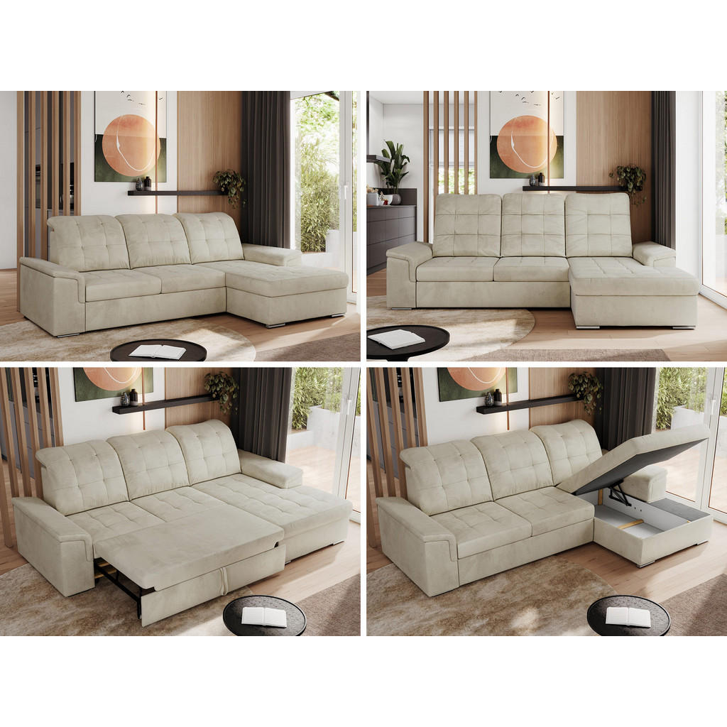 Thumbnail - Ecksofa, Beige, Textil, 4-Sitzer, L-Form,L-Form, 256x160 cm, Oeko-Tex®, Wohnzimmer, Sofas & Couches, Wohnlandschaften, E...