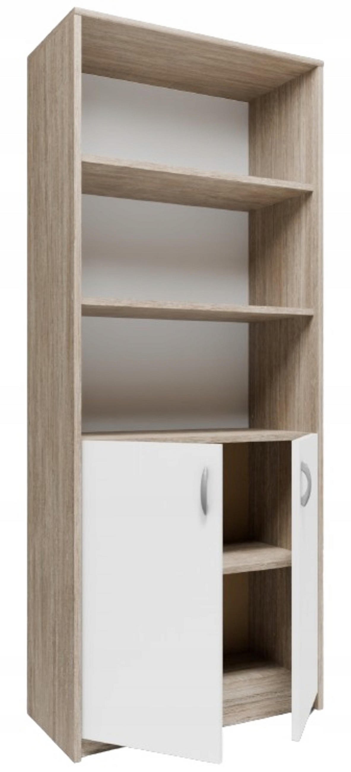BÜCHERREGAL R7 Sonoma Eiche-Weiß 74/35/180 cm - Weiß/Sonoma Eiche, Holzwerkstoff (74/180/35cm) - Matkam Möbel