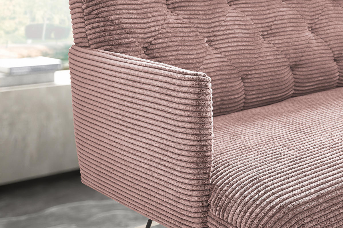 ESSZIMMERBANK CHARME Pink Cord - Pink/Rosa, Textil (246/85/69cm) - KAWOLA