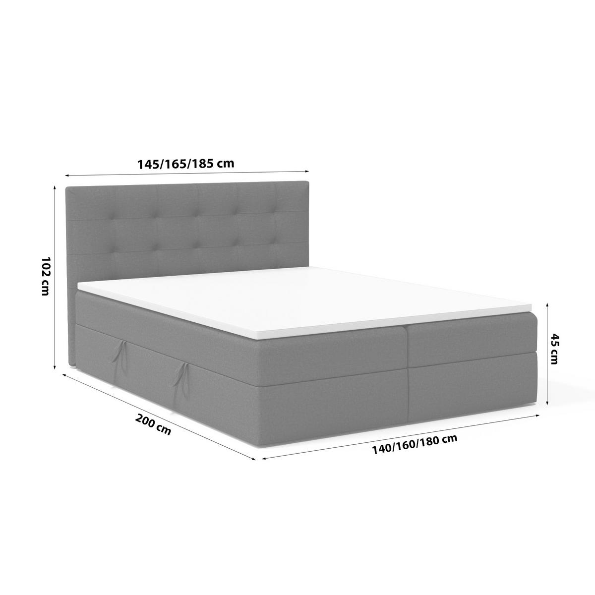 BOXBETT Doppelbett Kolumbo Schwarz 140x200 cm - Schwarz, Textil (140/200cm) - Fedve