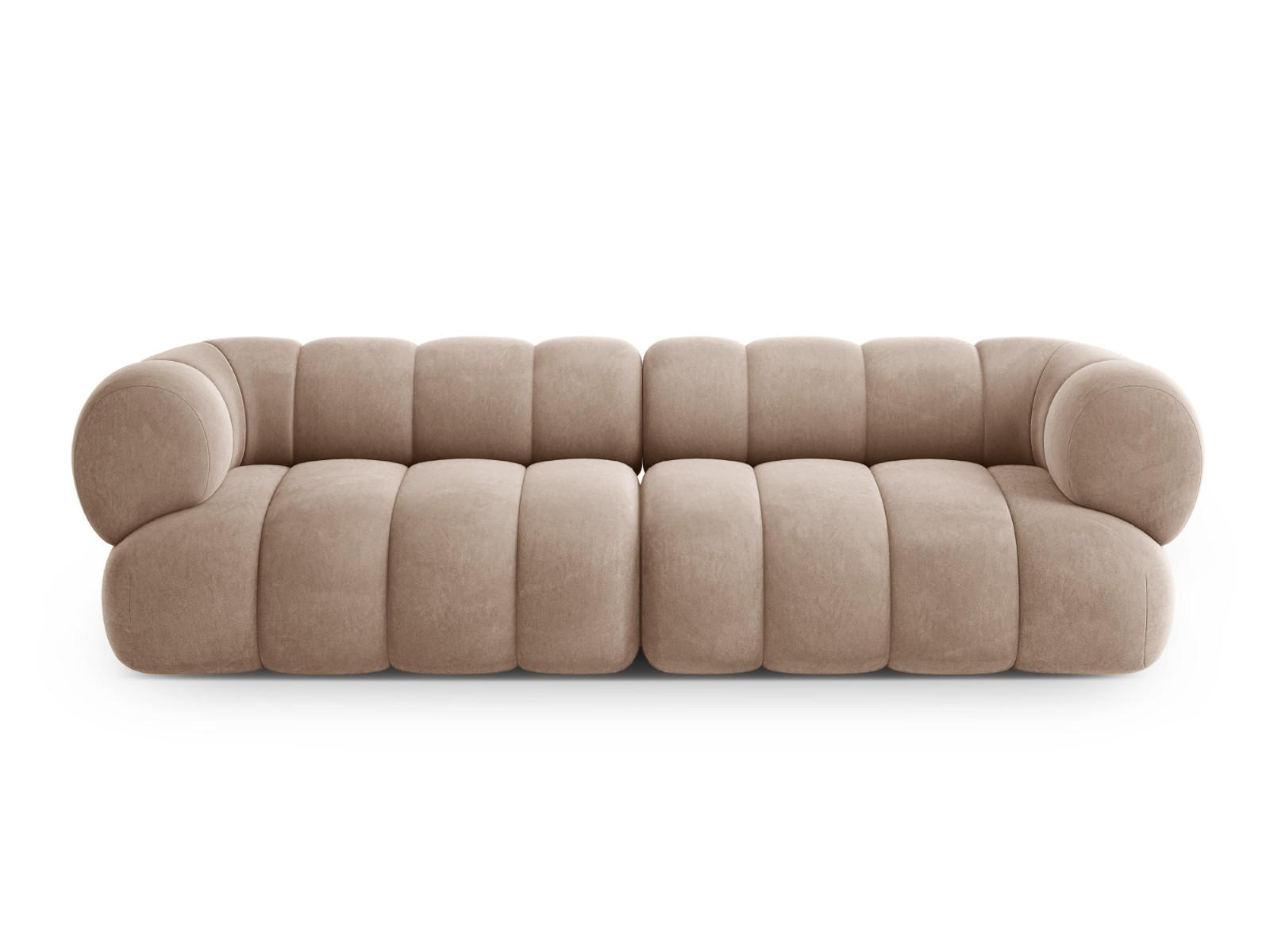 SOFA Koge aus Samt dunkelbeige 4 Sitzplätze - Mokka, Textil (95/70/240cm) - Cosmopolitan Design
