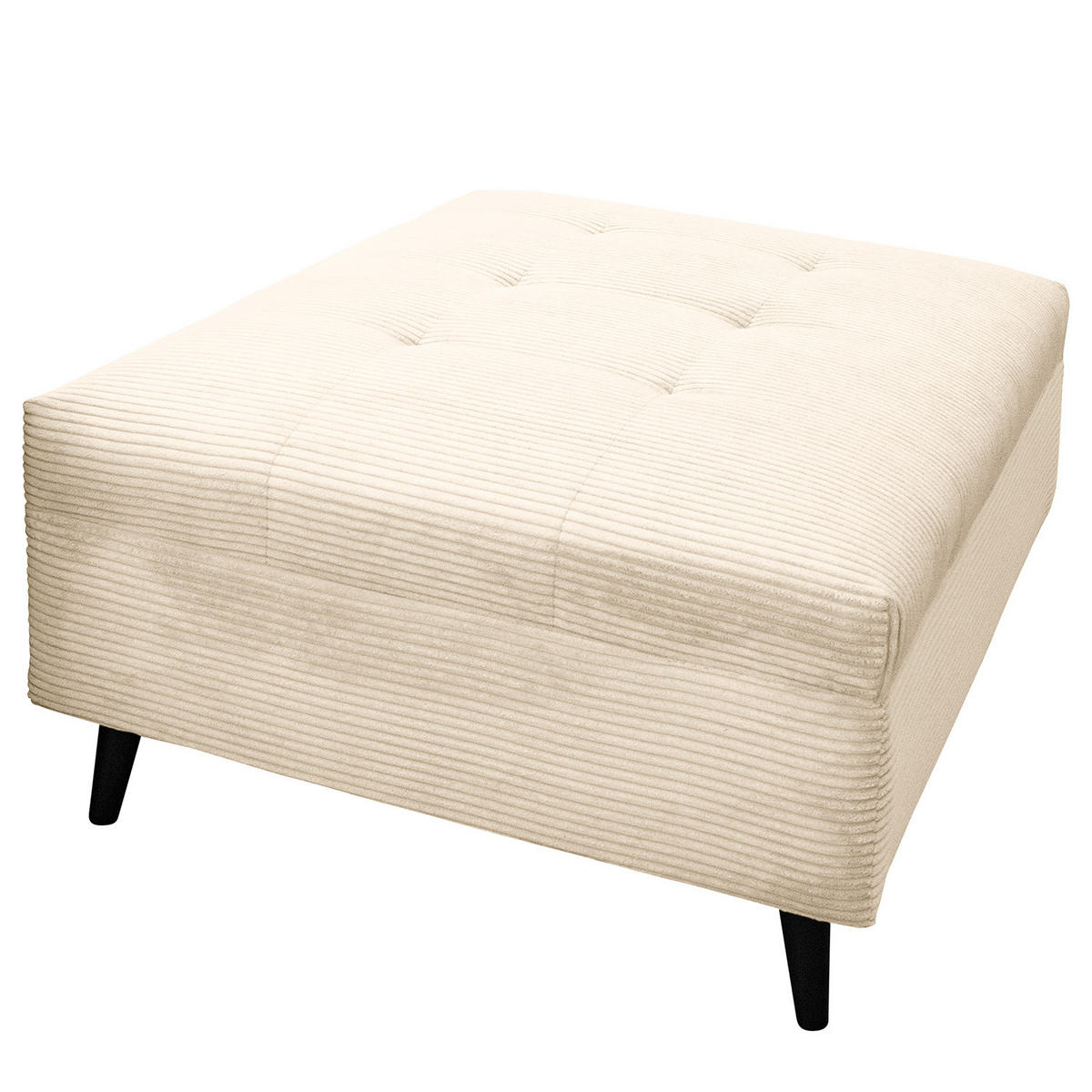 ECKSOFA mit Ottomane und Hocker - Creme/Schwarz, Birkenholz/Textil (247/174cm) - home24