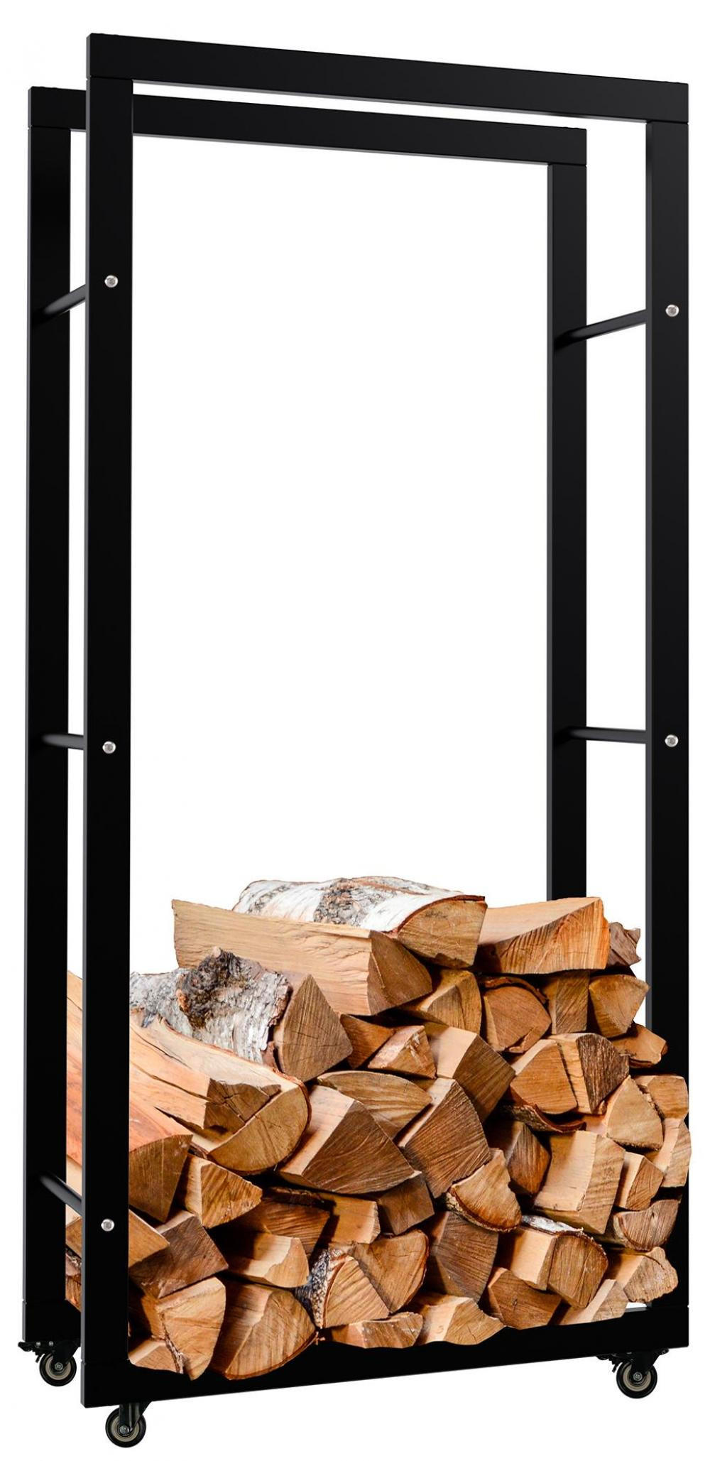 CLP KAMINHOLZREGAL Schwarz 60cm × 25cm × 125cm