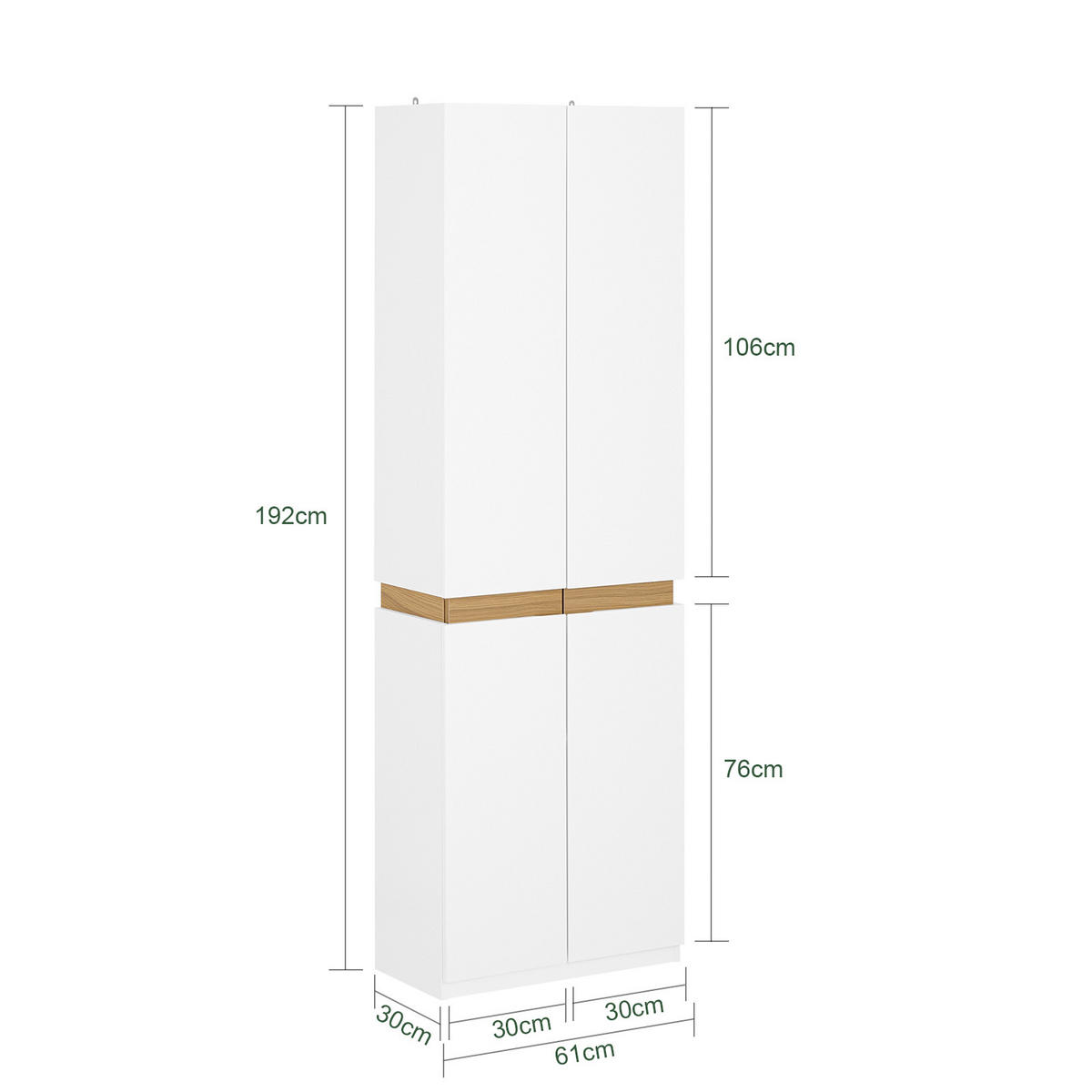 KLEIDERSCHRANK Weiß - Weiß, Holzwerkstoff (61/192/30cm) - SoBuy