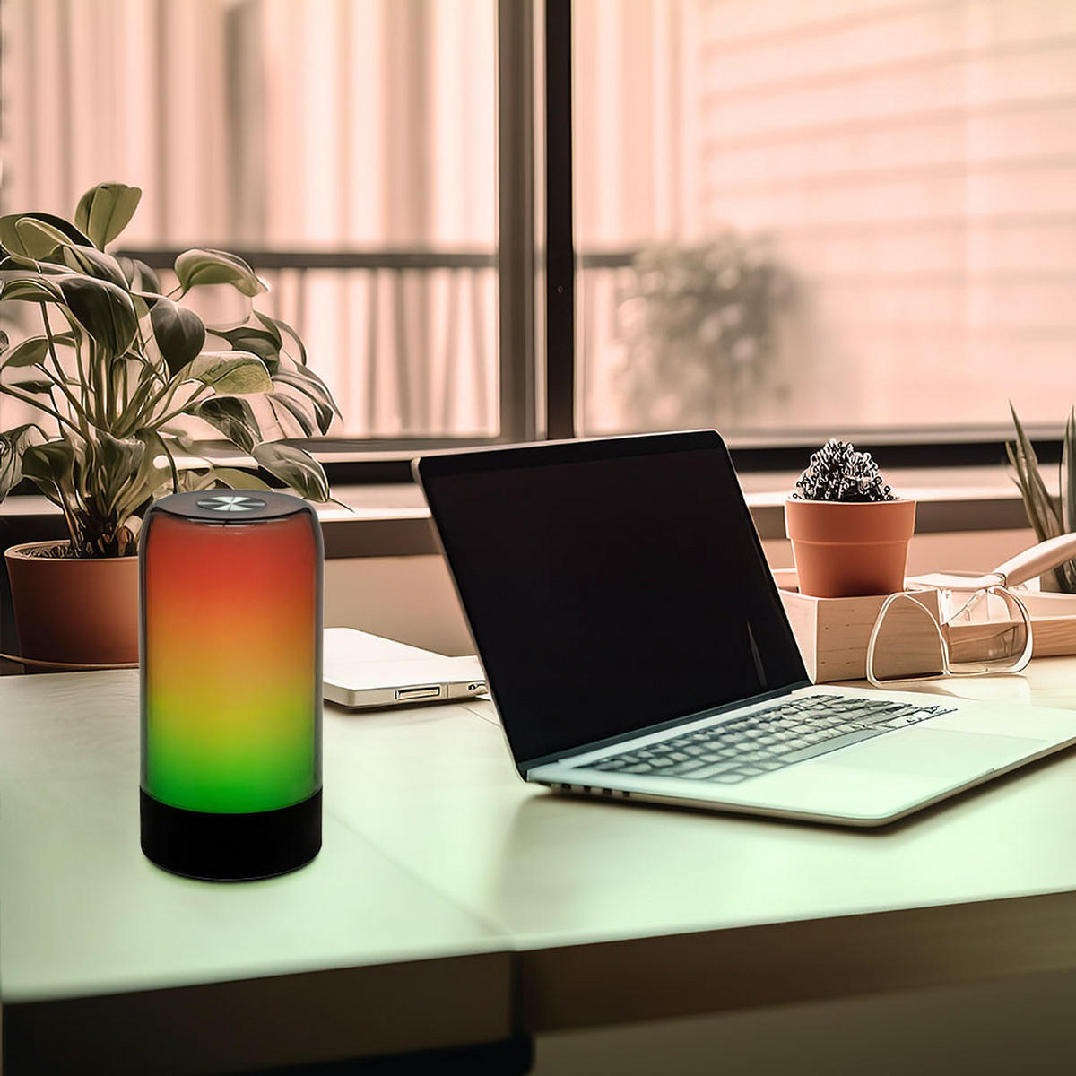 LED TISCHLEUCHTE Weiß Smart RGB - Schwarz, Kunststoff (10/10/18.8cm)