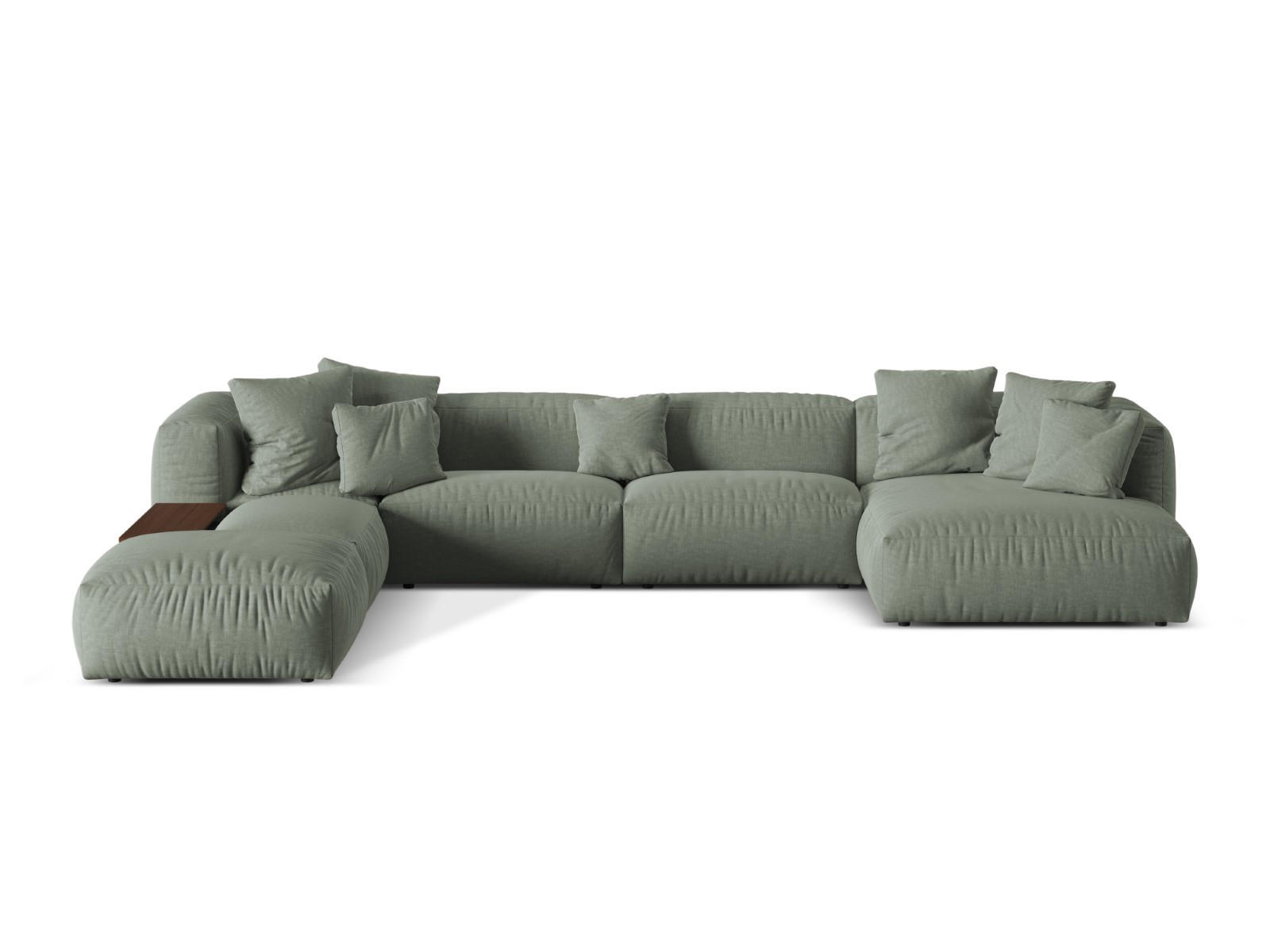 MODULARES-PANORAMASOFA links Martina aus strukturiertem Stoff Moosgrün 5 Sitzplätze - Salbeigrün, Textil (280/75/406cm) - Micadoni