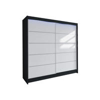 SCHWEBETÜRENSCHRANK Talin IV, mit RGB LED Beleuchtung - Klar/Silberfarben, Holzwerkstoff/Metall (180/215/58cm) - MIRJAN24
