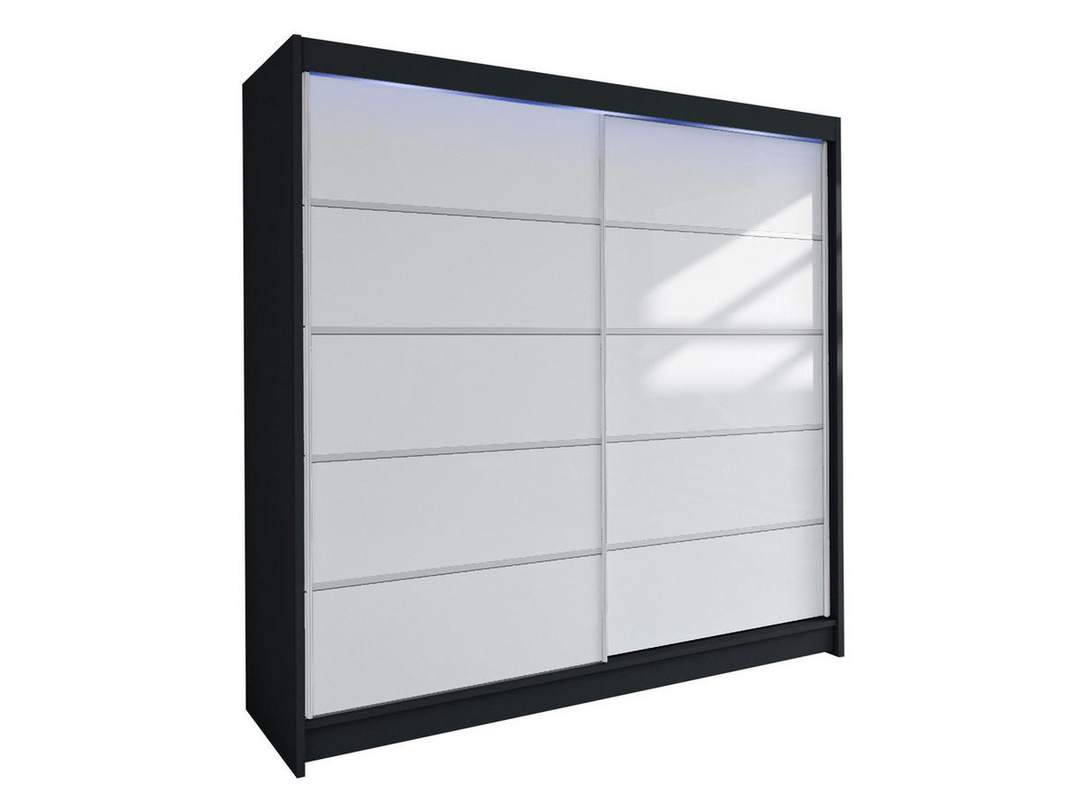 SCHWEBETÜRENSCHRANK Talin IV, mit RGB LED Beleuchtung - Klar/Silberfarben, Holzwerkstoff/Metall (180/215/58cm) - MIRJAN24