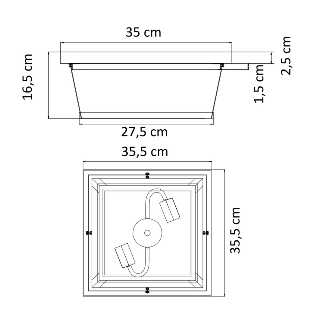 DECKENLEUCHTE Velia, Schwarz, 36cm - Schwarz, Glas (36/36/17.5cm) - KOSILUM