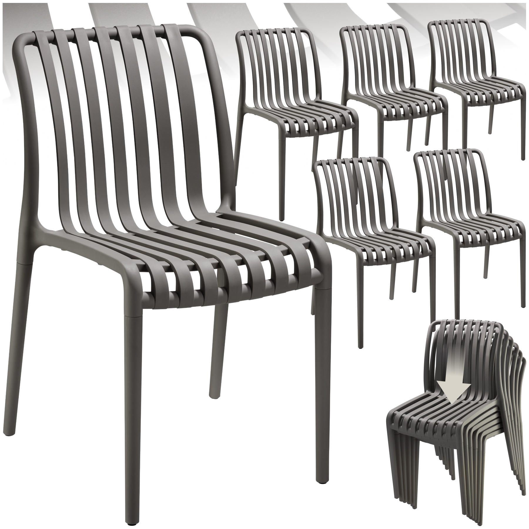 GARTENSTÜHLE Alcudia,47 x 58 x 80,5 cm, Belastbarkeit 110 kg,anthrazit - Anthrazit, Textil (47/80.5/58cm) - tectake