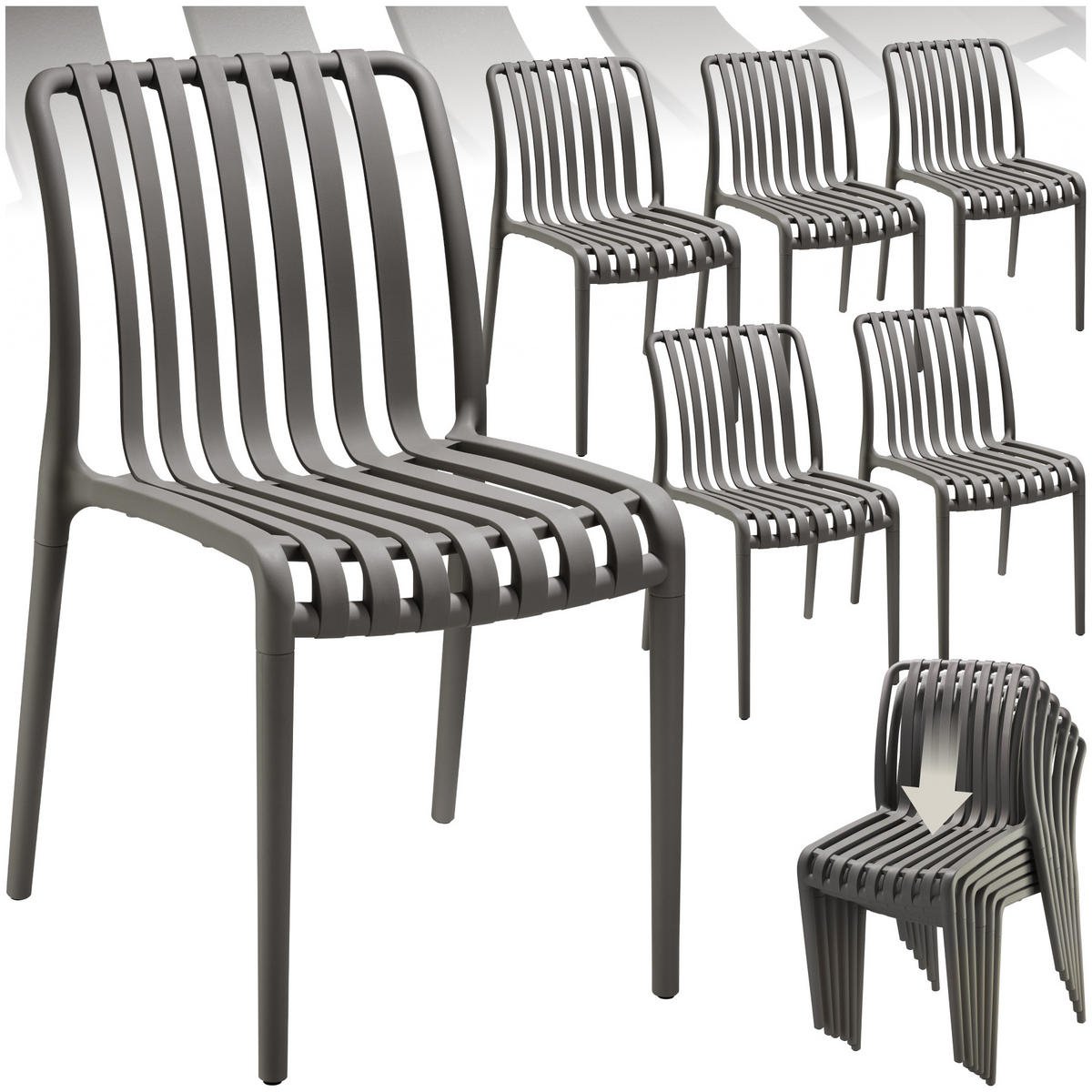 GARTENSTÜHLE Alcudia,47 x 58 x 80,5 cm, Belastbarkeit 110 kg,anthrazit - Anthrazit, Textil (47/80.5/58cm) - tectake