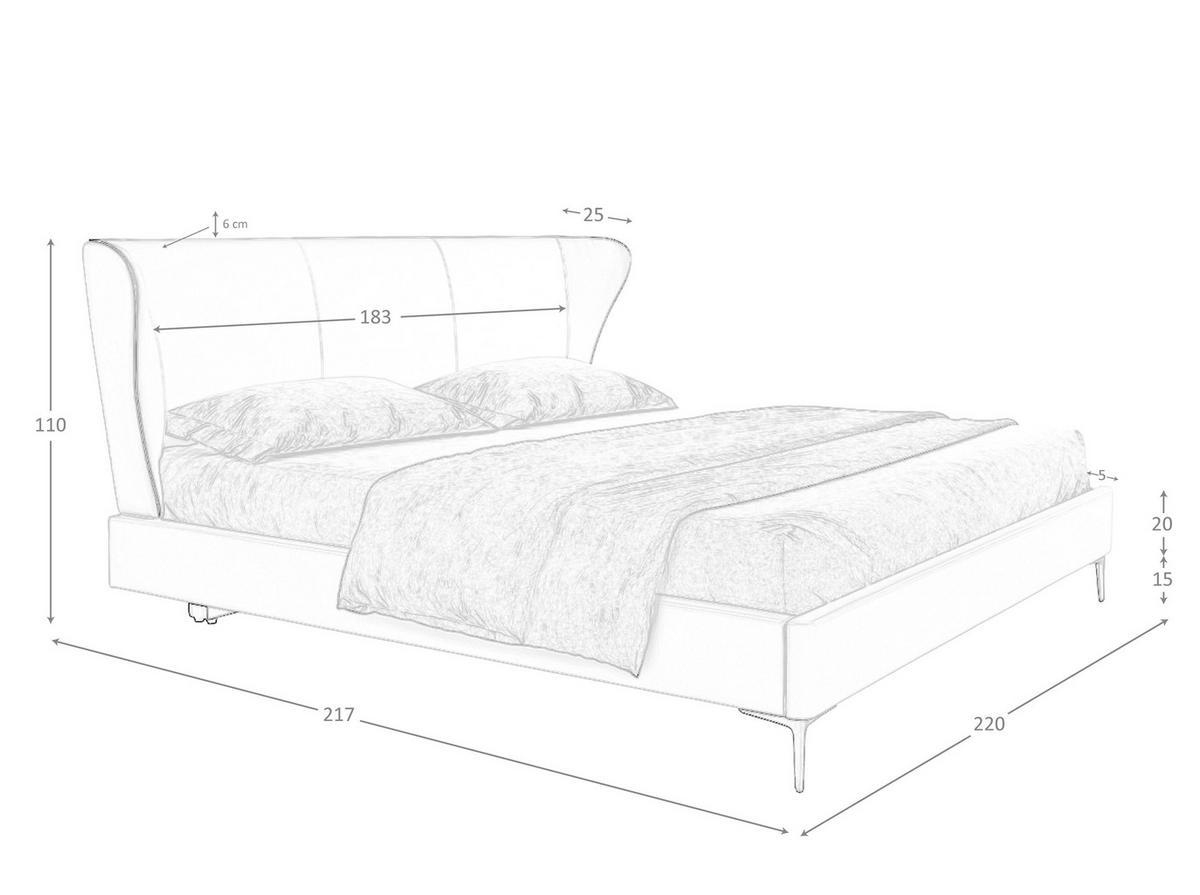 BETT Bett aus cremefarbenem Kunstleder 220/217/110 cm - Creme/Schwarz, Leder (180/200cm) - ANGEL CERDA