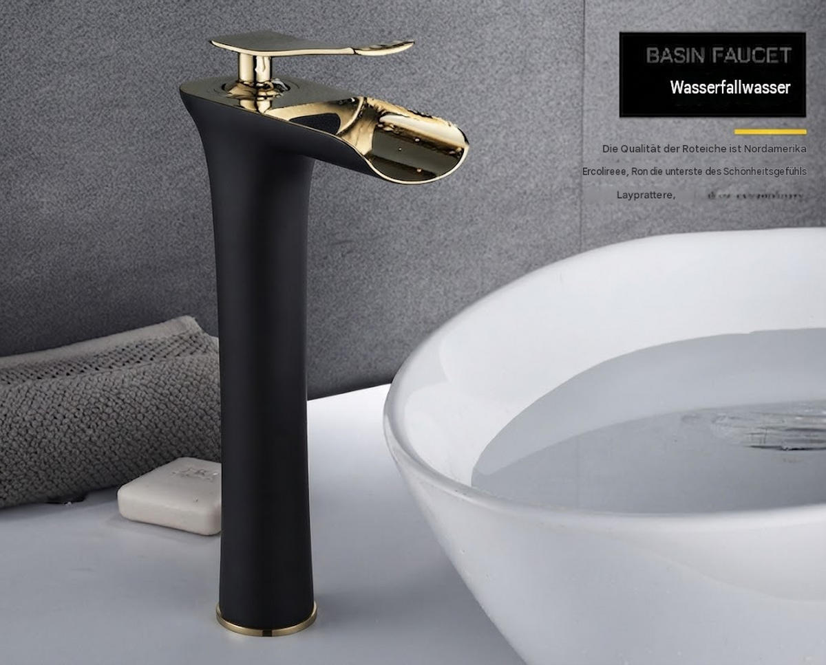 BADEZIMMERARMATUR, 280 x 150 cm, schwarz und gold - Schwarz, Metall (35/10/20cm) - Vallsero