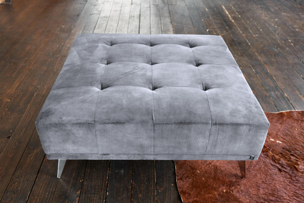 HOCKER WIOLO Grau Velvet - Silberfarben/Grau, Textil/Metall (110/42/110cm) - KAWOLA