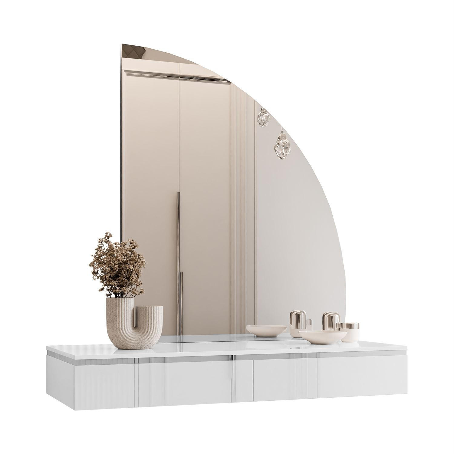 Lookway Schminktisch Weiß Hochglanz 102x15x43.6 cm