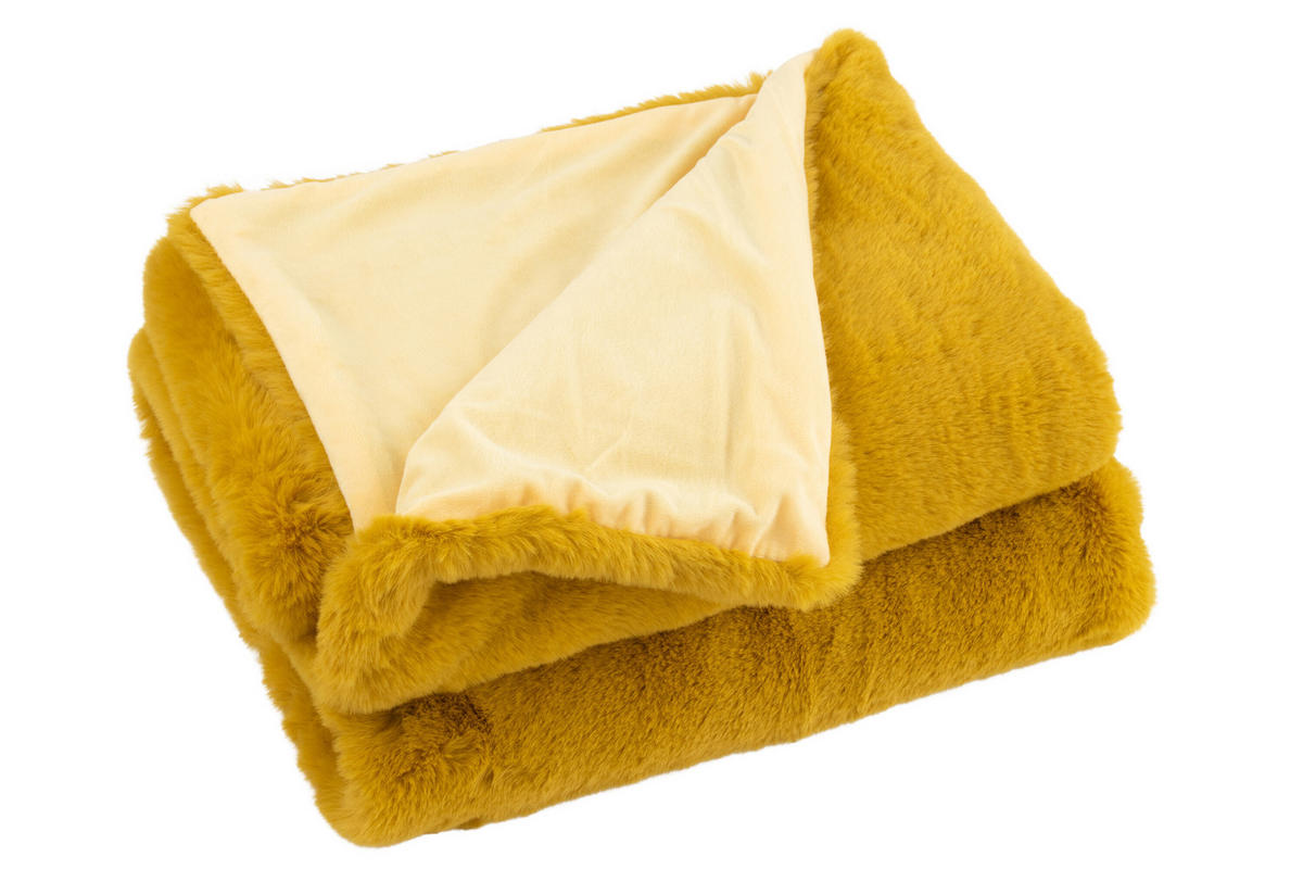 PLAID CUTIE - Textilwaren - Ocker - 180/130/2 cm - Gelb, Textil (130/180cm) - J-Line