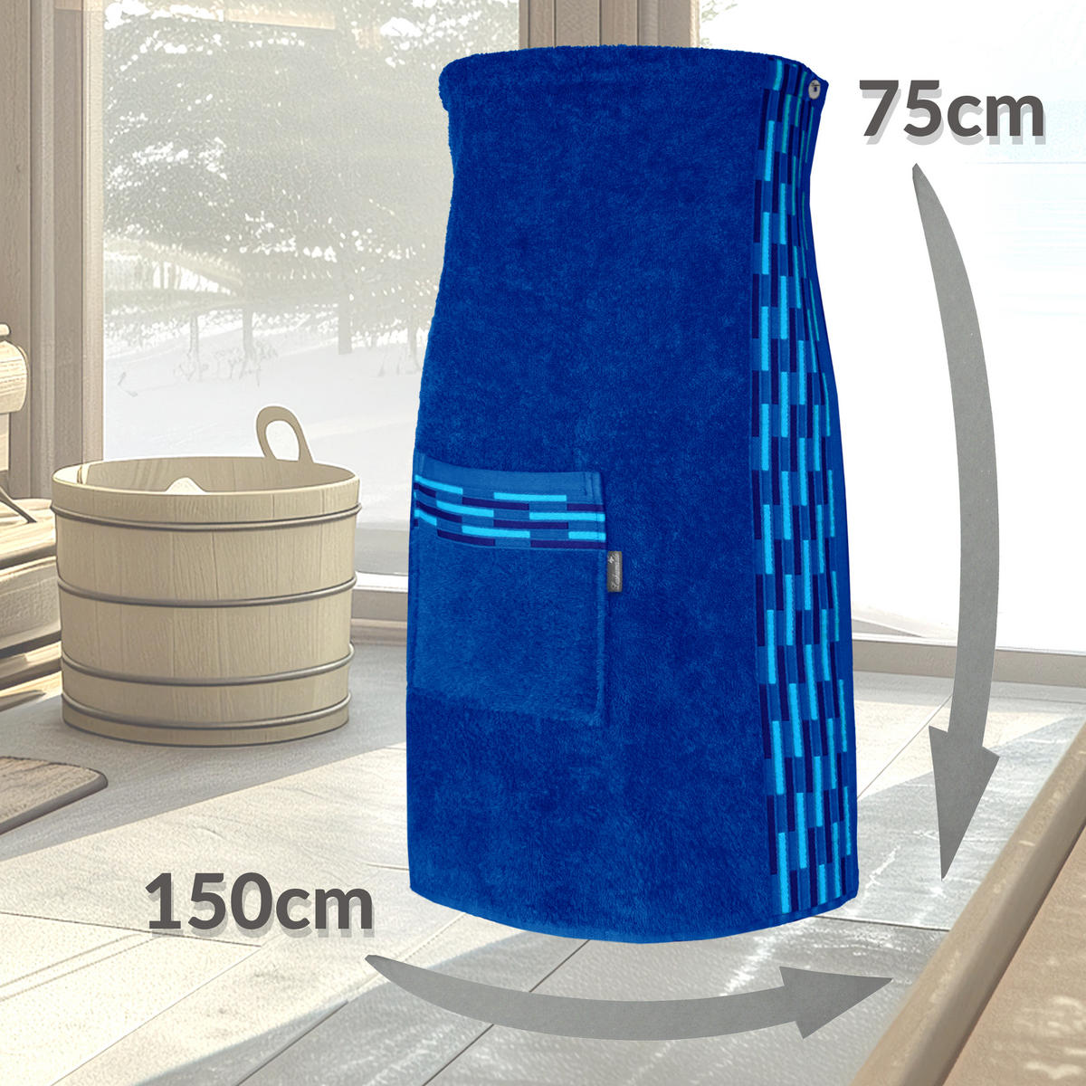 SAUNAKILT Dame Lugano Königsblau - Dunkelblau, Textil (150/75cm) - Lashuma
