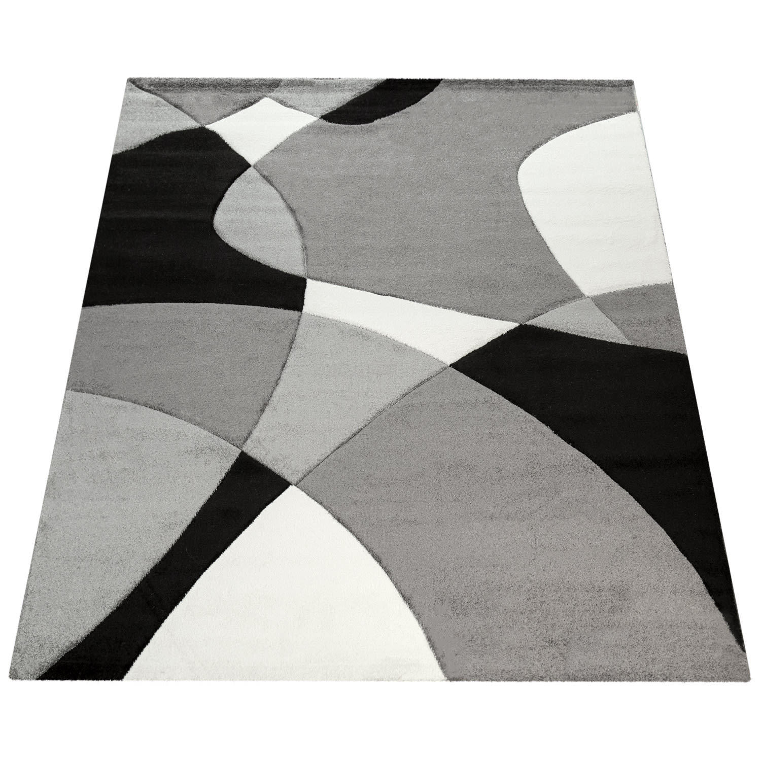 TEPPICH Kurzflor Abstrakt Wohnzimmer schmutzabweisend Schwarz Rechteckig 120x170 - Schwarz, Textil (120/170cm) - KADIMA DESIGN
