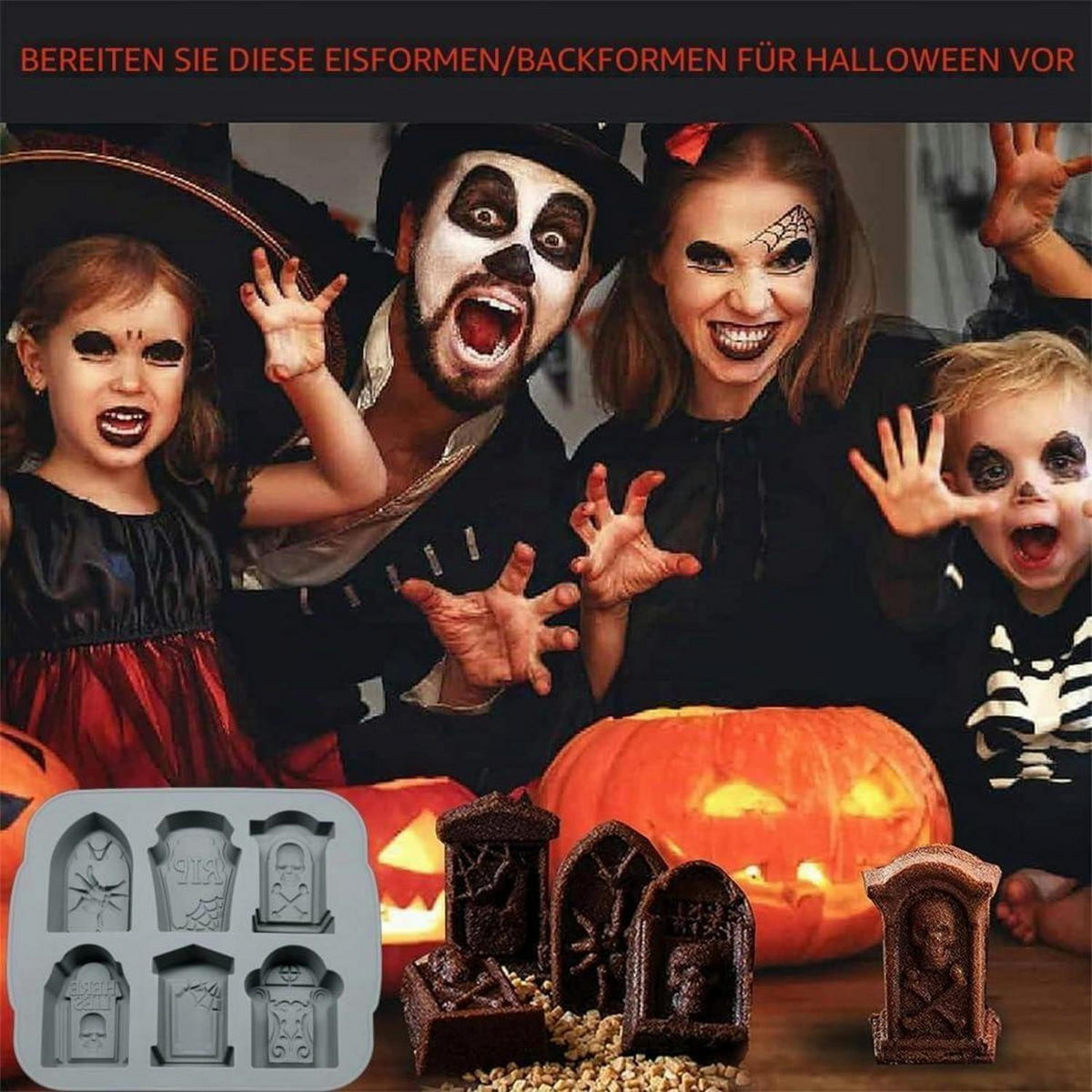 SILIKONFORM Grabstein Halloween 3D - Grau, Kunststoff