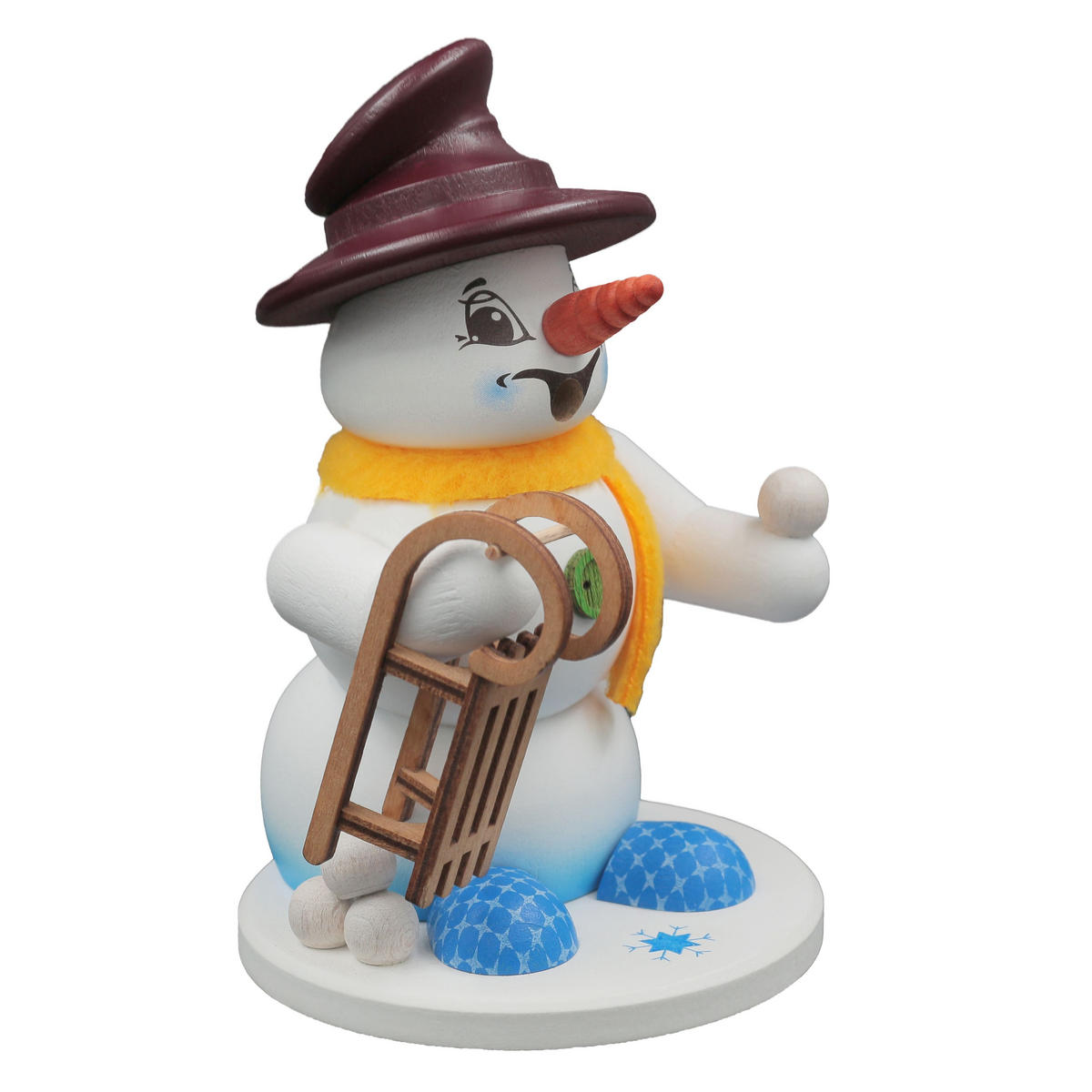 RAUCHFIGUR Scheemann Weiß Schlittenfahrer 13 cm - Multicolor, Holz (10/13/0.1cm)