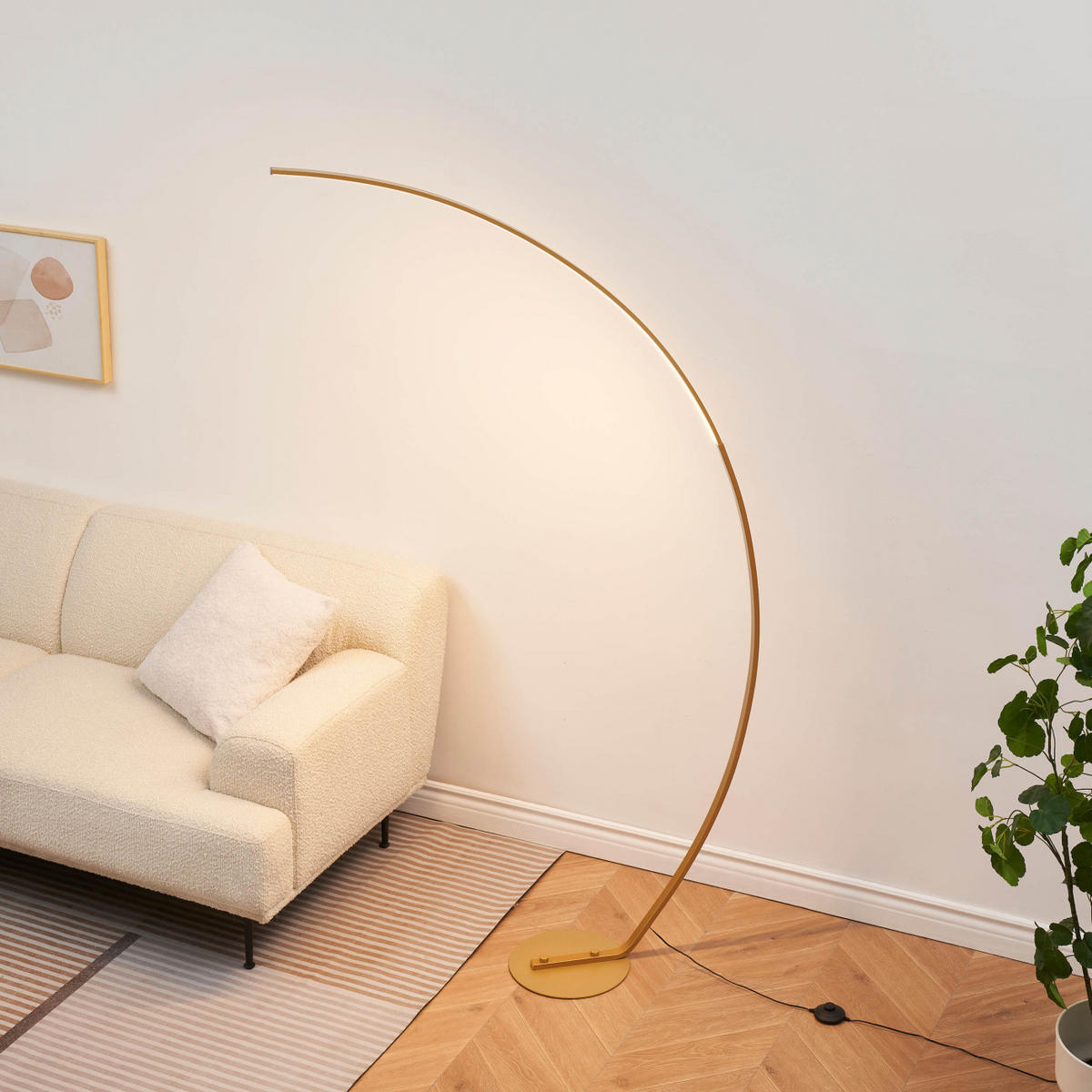 STEHLEUCHTE Thalia, Gold / Messing, 184cm - Goldfarben, Metall (184/118/184cm) - KOSILUM