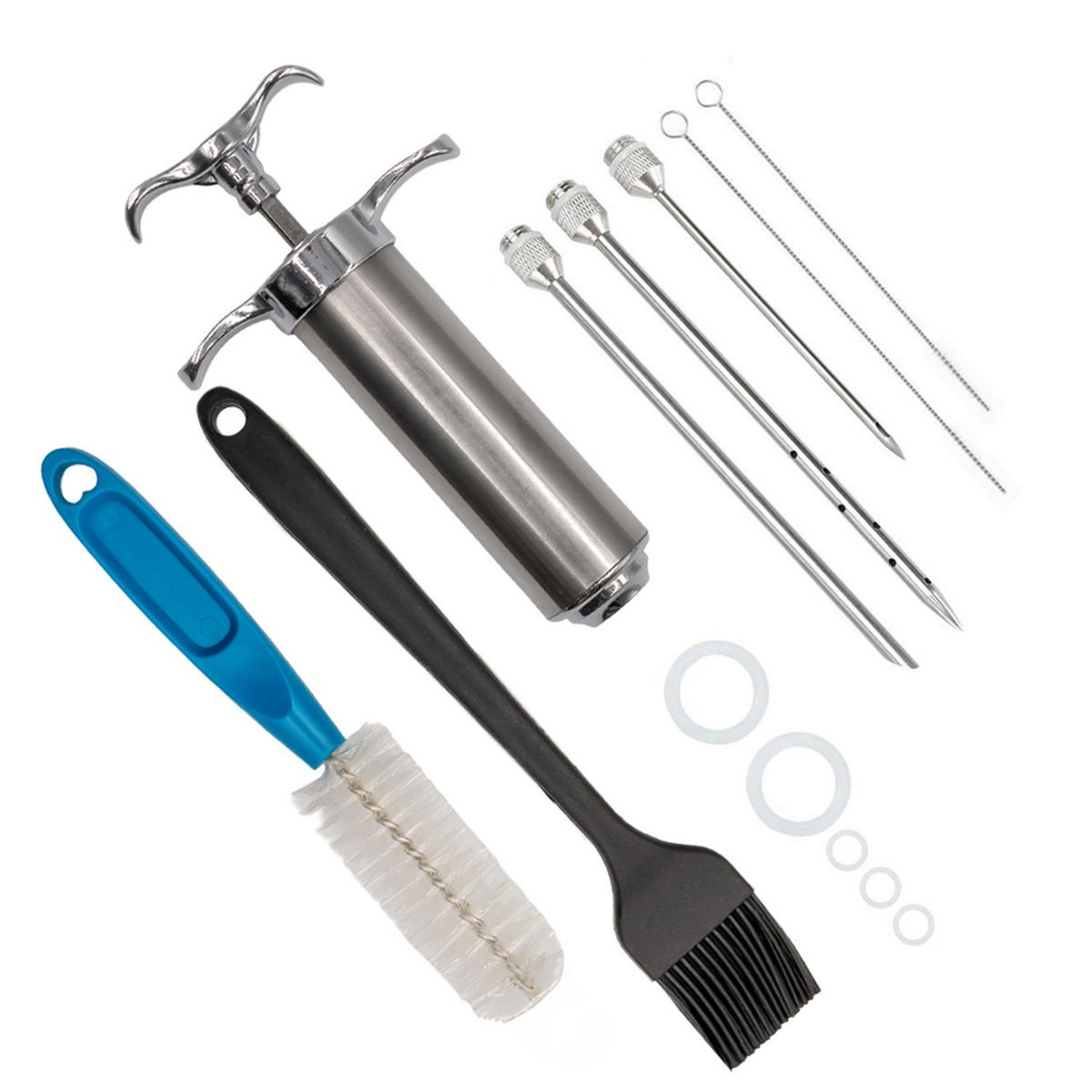 MARINIERSPRITZE zum Grillen (5-tlg. Set) - Silberfarben, Metall (1/1/1cm)