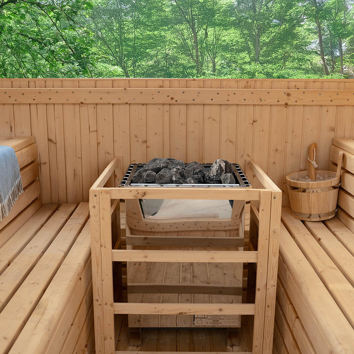 GARTENSAUNA HYGGE DELUXE - Größe: 230 x 220 cm - Braun, Holz (230/220/260cm) - Home Deluxe