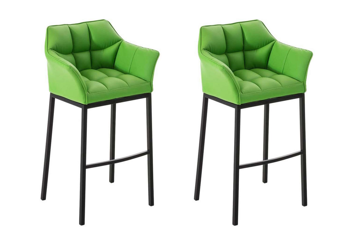 BARHOCKER 2er Set Lederlook grün - Schwarz/Grün, Textil/Metall (64/110/48cm) - CLP