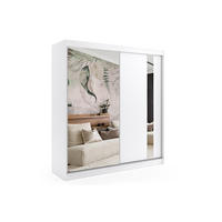 KLEIDERSCHRANK mit Spiegel-Schiebetüren und Aluminium-Leisten - GRACE - 200 cm Weiß - Weiß, Holzwerkstoff (200/216/61cm) - ALTDECOR