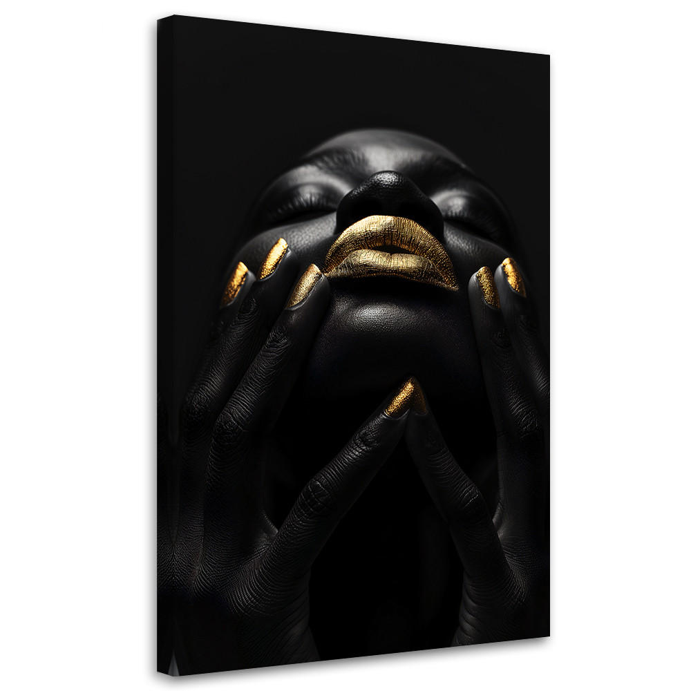 LEINWANDBILD Afrikanische Frau Porträt 60x90cm - Schwarz, Textil (60/90cm) - Feeby