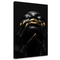 LEINWANDBILD Afrikanische Frau Porträt 60x90cm - Schwarz, Textil (60/90cm) - Feeby