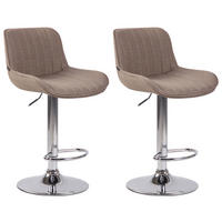 BARHOCKER 2er Set Lentos Stoff chrom taupe - Taupe/Chromfarben, Textil/Metall (50/108/50cm) - TPFLiving