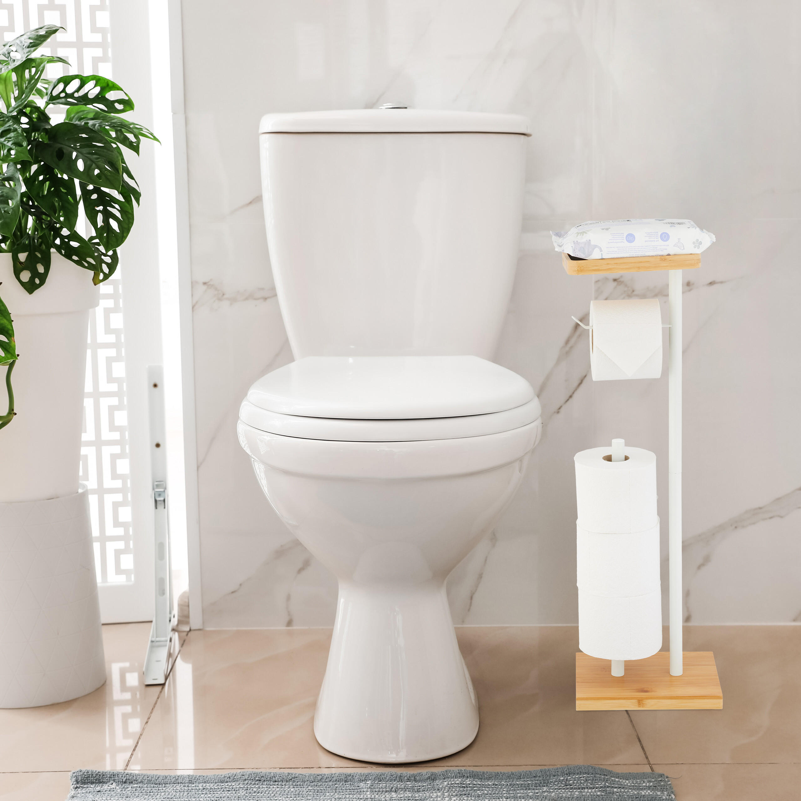 TOILETTENPAPIERHALTER - Weiß, Holz/Kunststoff (21/66.5/17cm) - Relaxdays