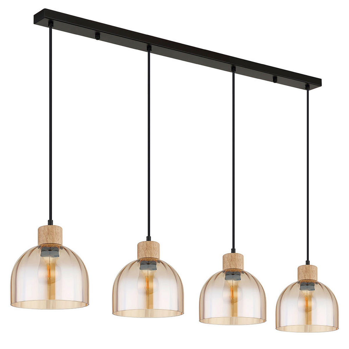 LED PENDELLEUCHTE SWANSON Metall, Schwarz matt, 4-flammig - Schwarz, Glas (113/20/120cm) - Globo Lighting
