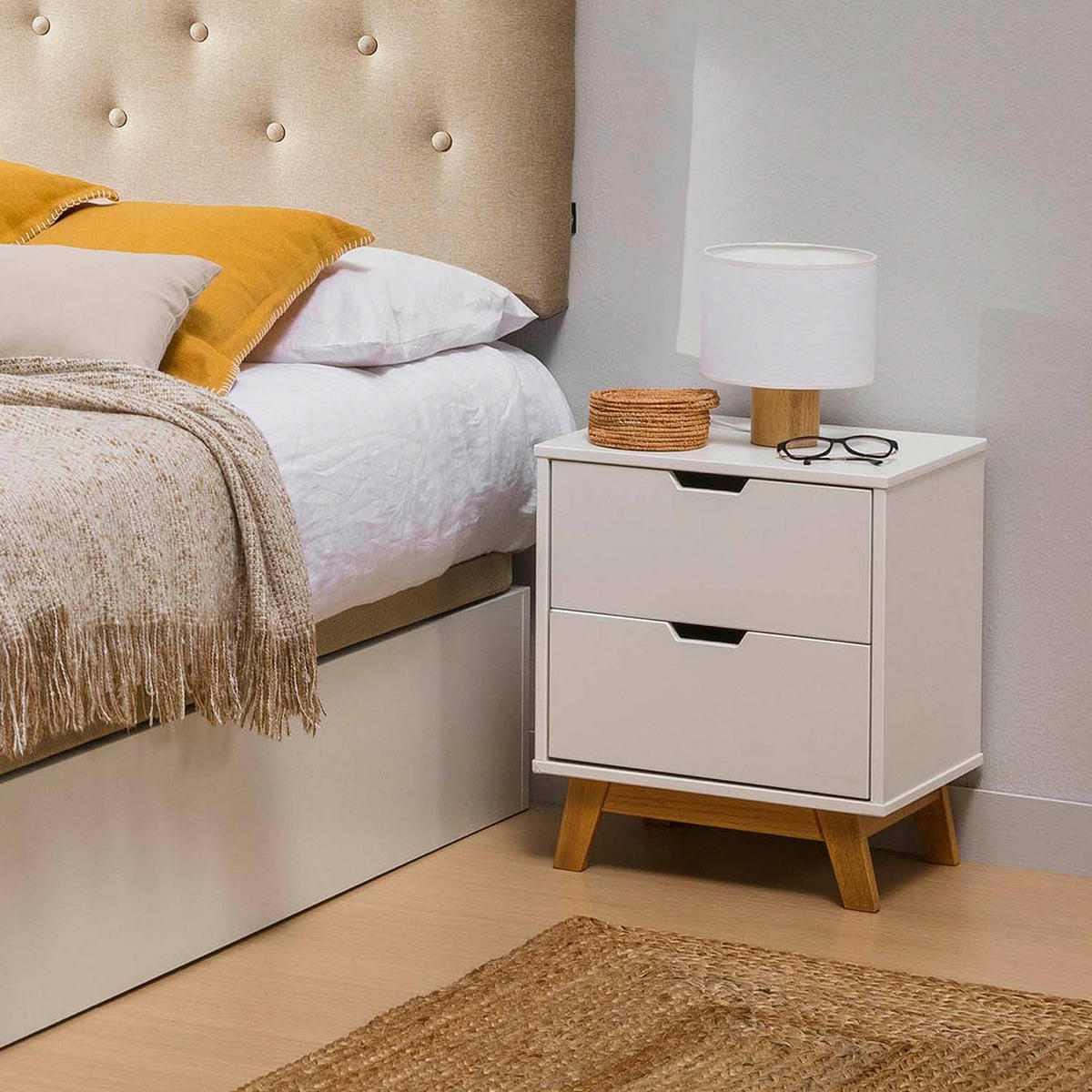 NACHTTISCH Miranda 2 Schubladen Weiß - Weiß, Holz (43/52/35cm) - VS Venta-stock