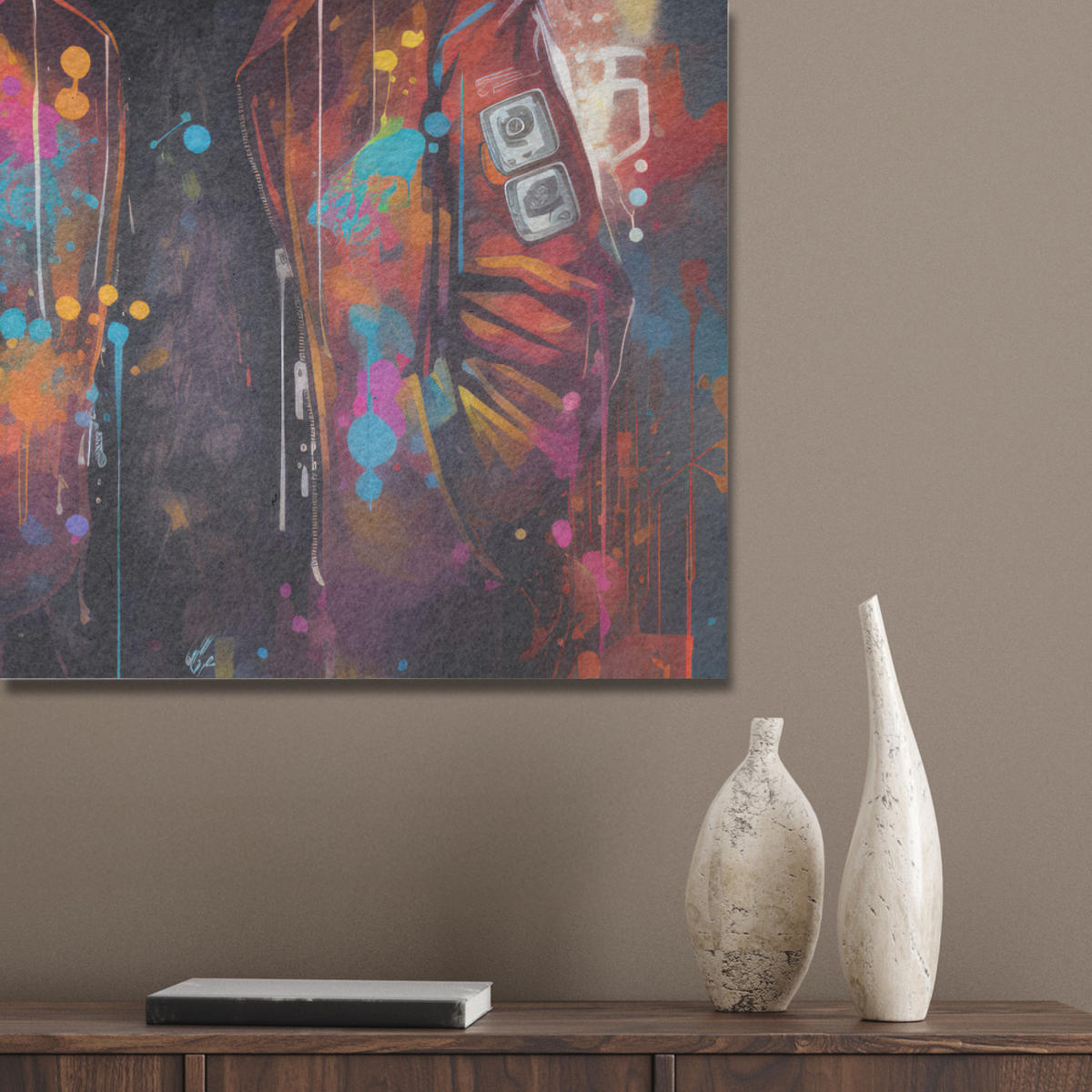 AKUSTIKBILD Panda - Jacke - Graffiti - Orange Wanddeko 60x90 cm - Orange, Kunststoff (60/90/0.9cm) - MuchoWow