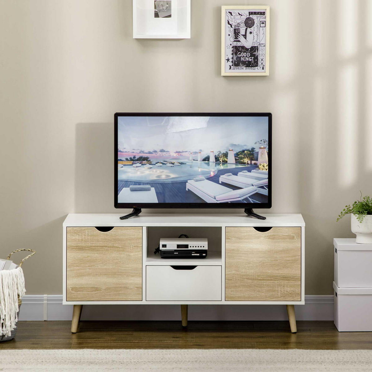 TV-MÖBEL Weiß 1 Stück - Weiß, Holzwerkstoff (110/50/40cm) - GiPP