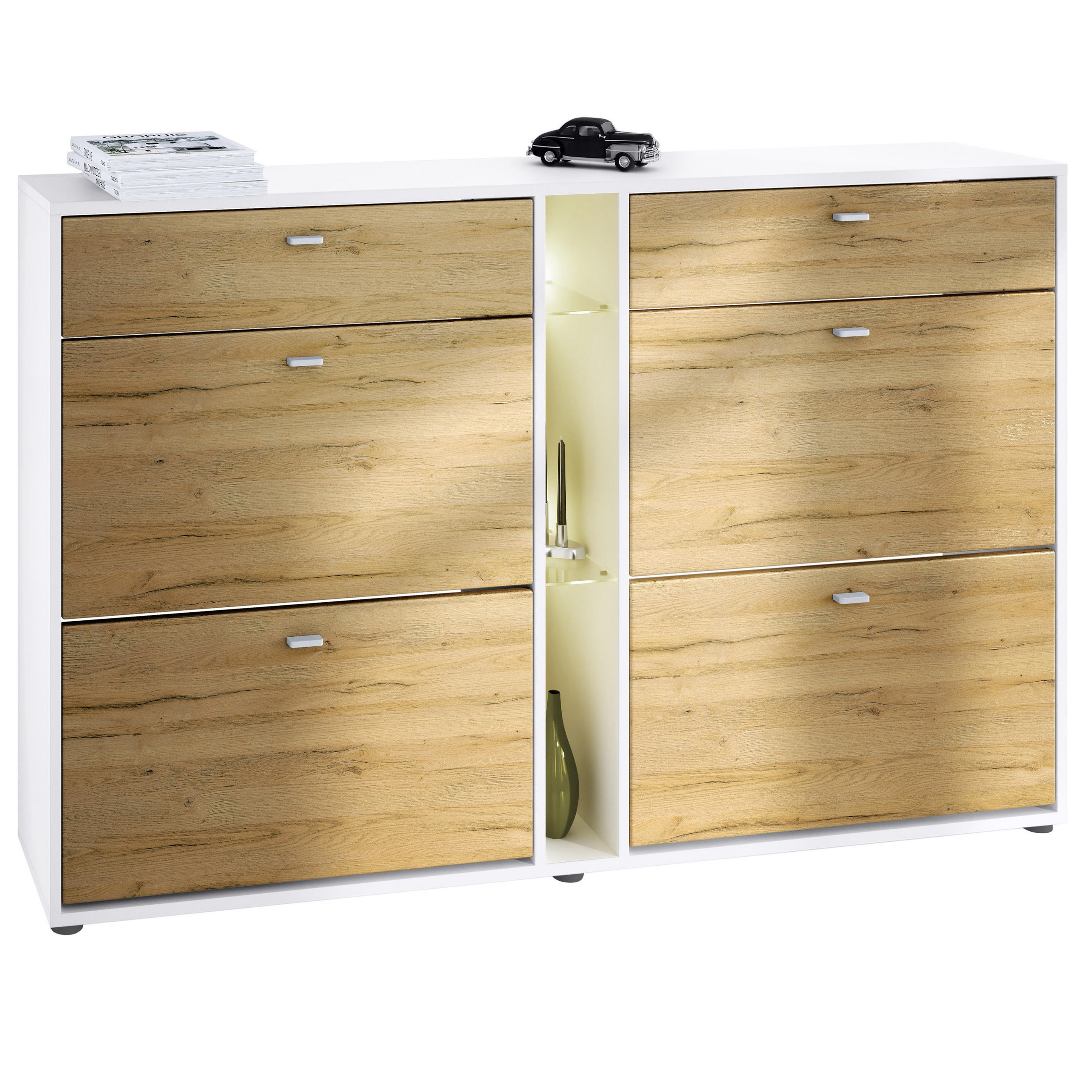 SCHUHSCHRANK Today Fronten in Eiche Natur - Eichefarben, Holzwerkstoff (155.5/95/28cm) - Vladon