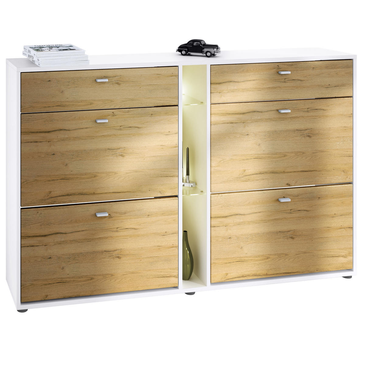 SCHUHSCHRANK Today Fronten in Eiche Natur - Eichefarben, Holzwerkstoff (155.5/95/28cm) - Vladon