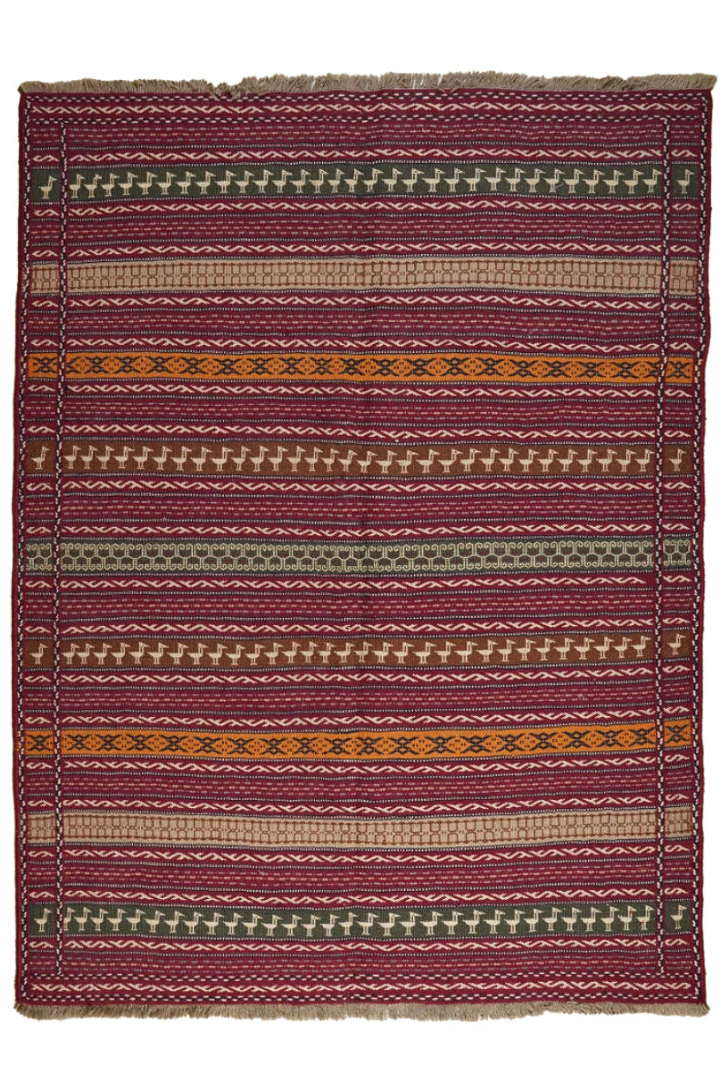 HANDWEBTEPPICH Kelim Kordi Violett 203/152 cm Schurwolle - Violett, Textil (152/203cm) - Looma