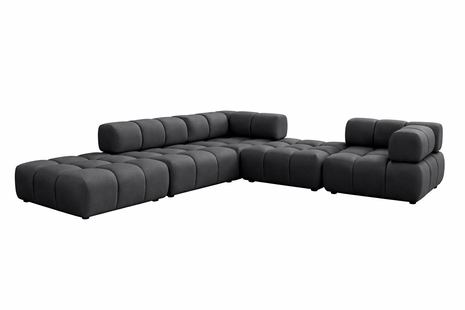 ECKSOFA Corner Modular, Veloursstoff Bluvel, Schwarz, Links, Bolla - Schwarz, Holz (288/288cm) - Kaiser Möbel