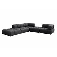 ECKSOFA Corner Modular, Veloursstoff Bluvel, Schwarz, Links, Bolla - Schwarz, Holz (288/288cm) - Kaiser Möbel