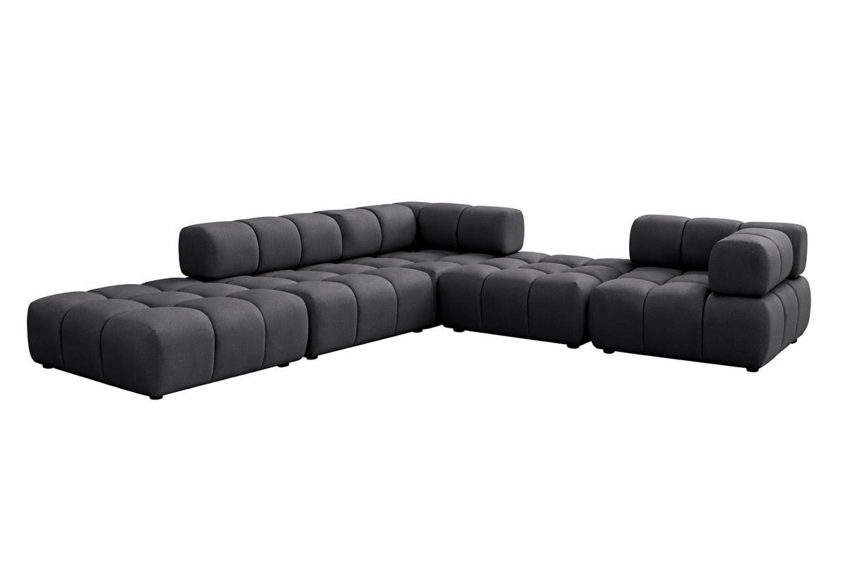 ECKSOFA Corner Modular, Veloursstoff Bluvel, Schwarz, Links, Bolla - Schwarz, Holz (288/288cm) - Kaiser Möbel