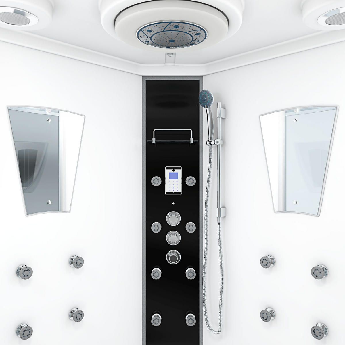 DAMPFDUSCHE Duschkabine D26-TH-EA 130x130 cm - Weiß, Glas/Kunststoff (130/130/220cm) - AcquaVapore by Sandra Jentho